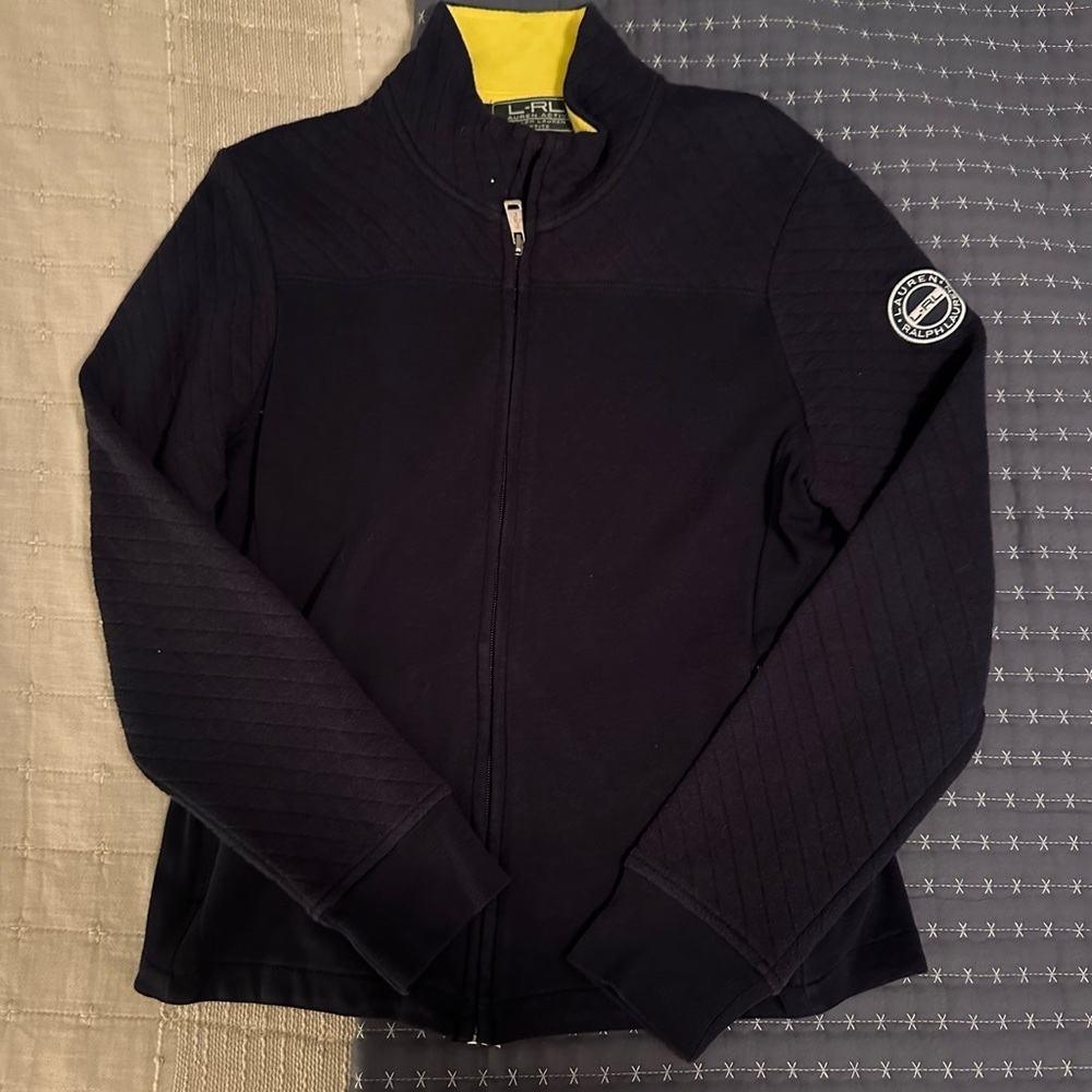 Ralph Lauren Navy Zip Up Jacket with Yellow Accent